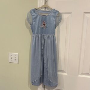 Blue Elsa Princess Dress Nightgown with Sheer Sleeves